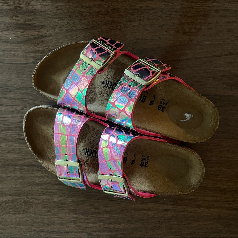 Birkenstock Pink and Iridescent Sandals